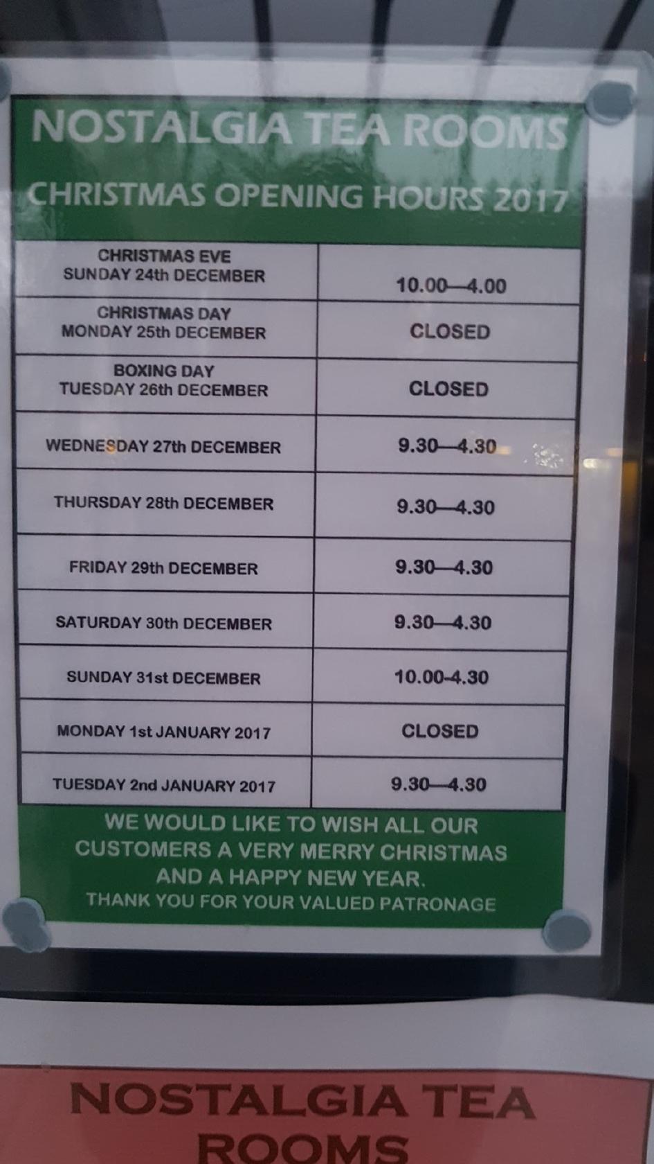 Menu at Nostalgia Tea Rooms cafe, Southport