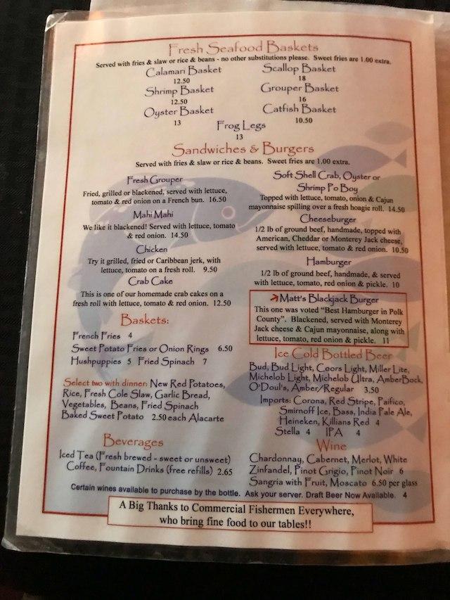 Menu at Crazy Fish Bar And Grill, Lake Wales