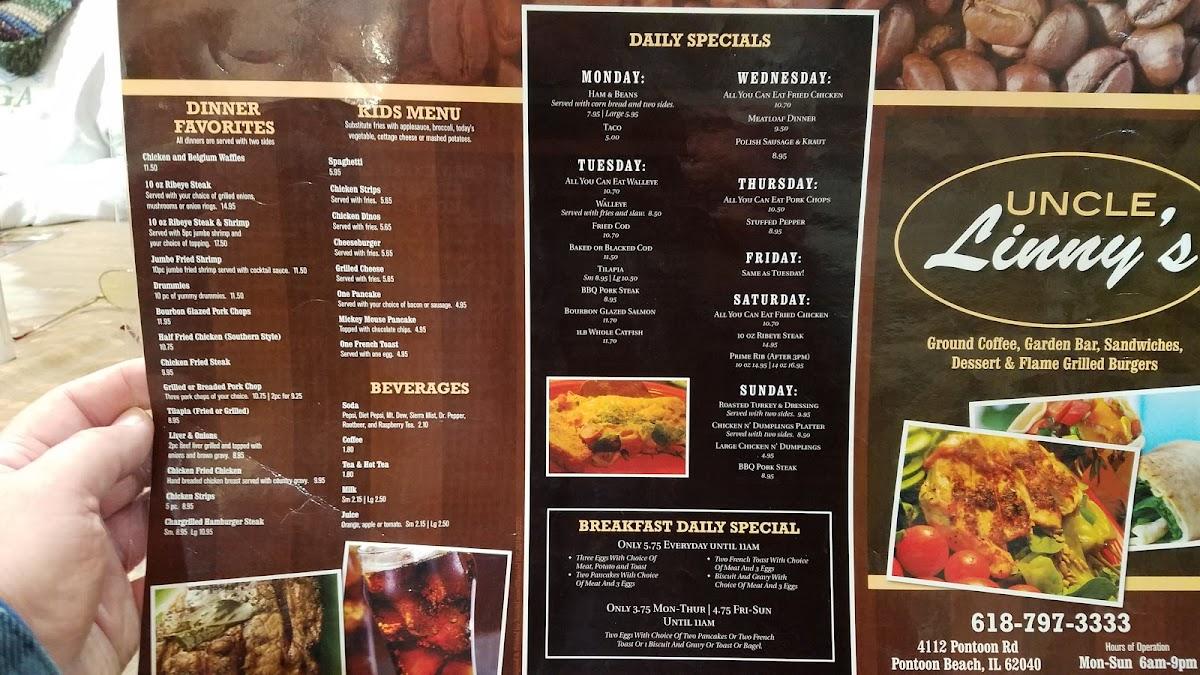 Menu at Uncle Linny's Restaurant, Granite City