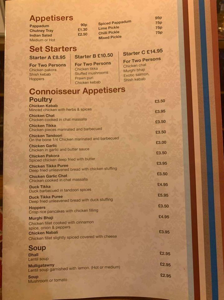 Menu at Gulshan One restaurant, Standish