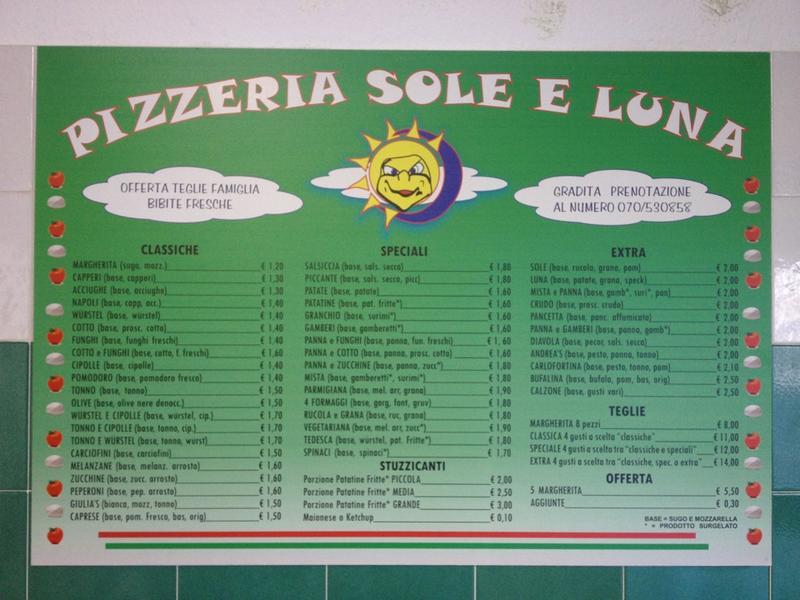 Pizzeria Sole e Luna, Cagliari, Piazza Boiardo 4 - Recensioni del ristorante