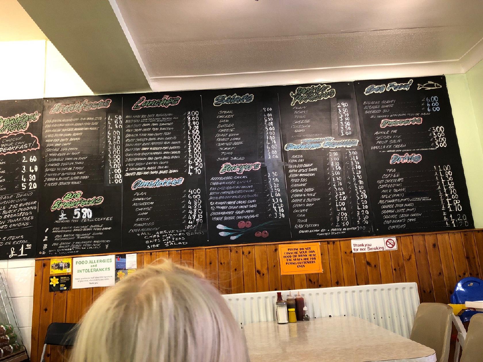 Menu at Rushmoor Cafe, Farnborough