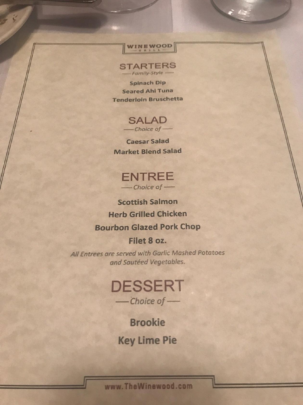 Menu at Winewood Grill pub & bar, Grapevine