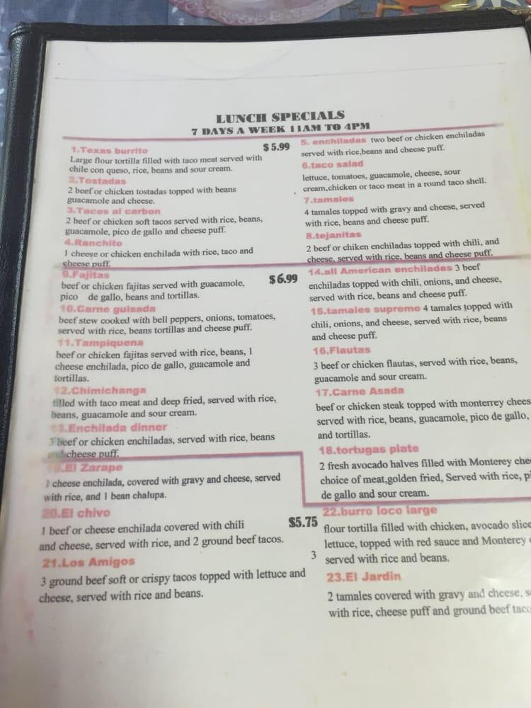 Menu at Anita Mexican Restaurant, New Waverly