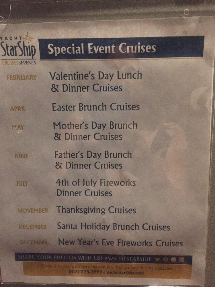 yacht starship cruises & events menu