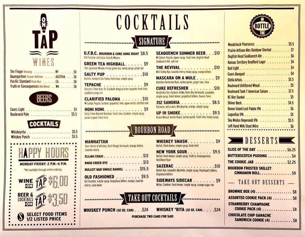 Menu at Bourbon & Baker pub & bar, Manhattan