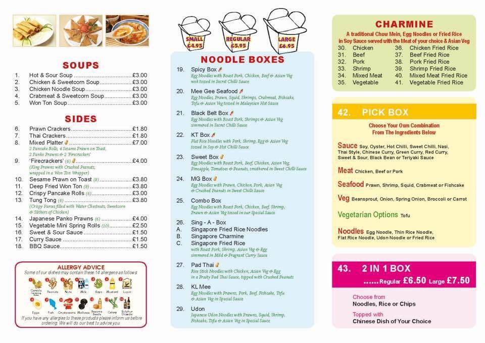 Menu at Asian Noodle Bar, Grantham, 51 Bridge End Rd