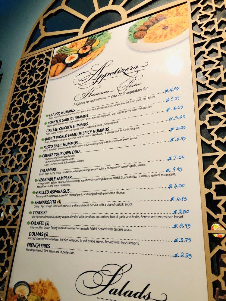 Menu at Basil Mediterranean Cafe, Oklahoma City, 211 NW 23rd St