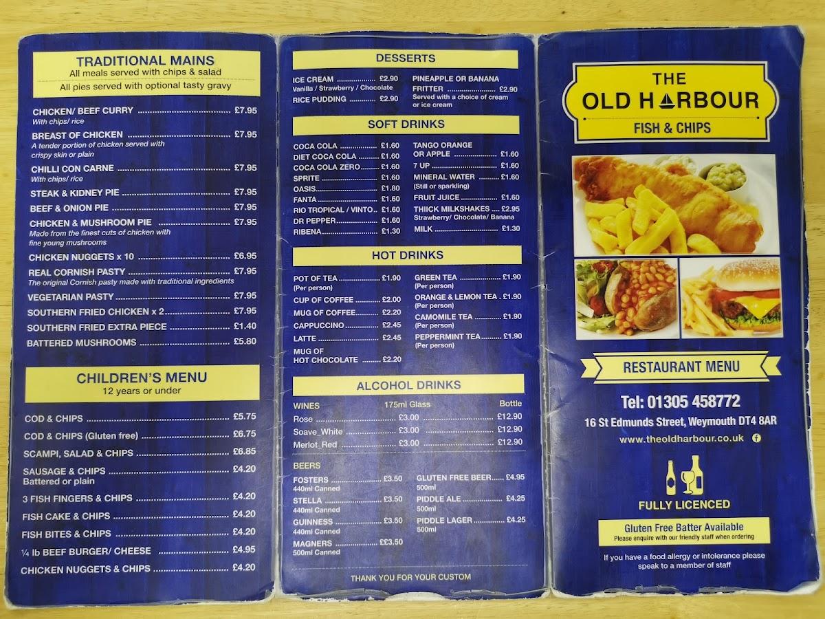 Menu at The Old Harbour Fish And Chips restaurant, Weymouth