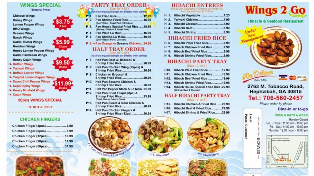 Menu at Wings 2 Go restaurant, Hephzibah