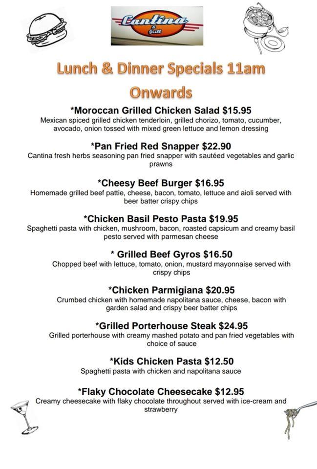 Menu at Cantina & Grill restaurant, Armadale, Armadale Central Shopping