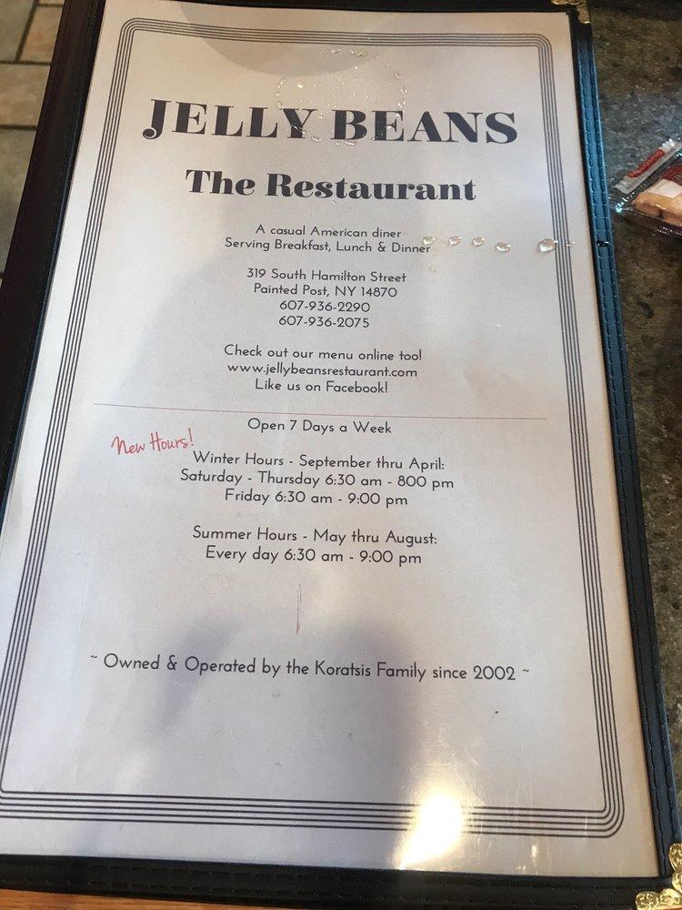 Menu at Jelly Beans restaurant, Painted Post, 319 S Hamilton St