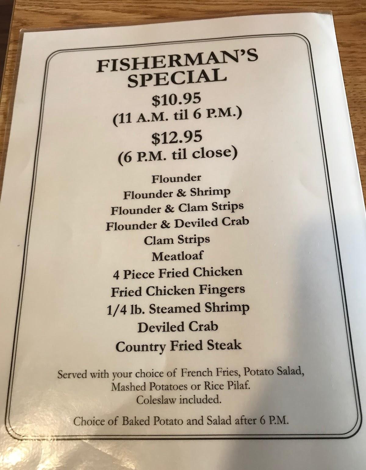 Menu at Capt'n Con's Fish House restaurant, Bokeelia