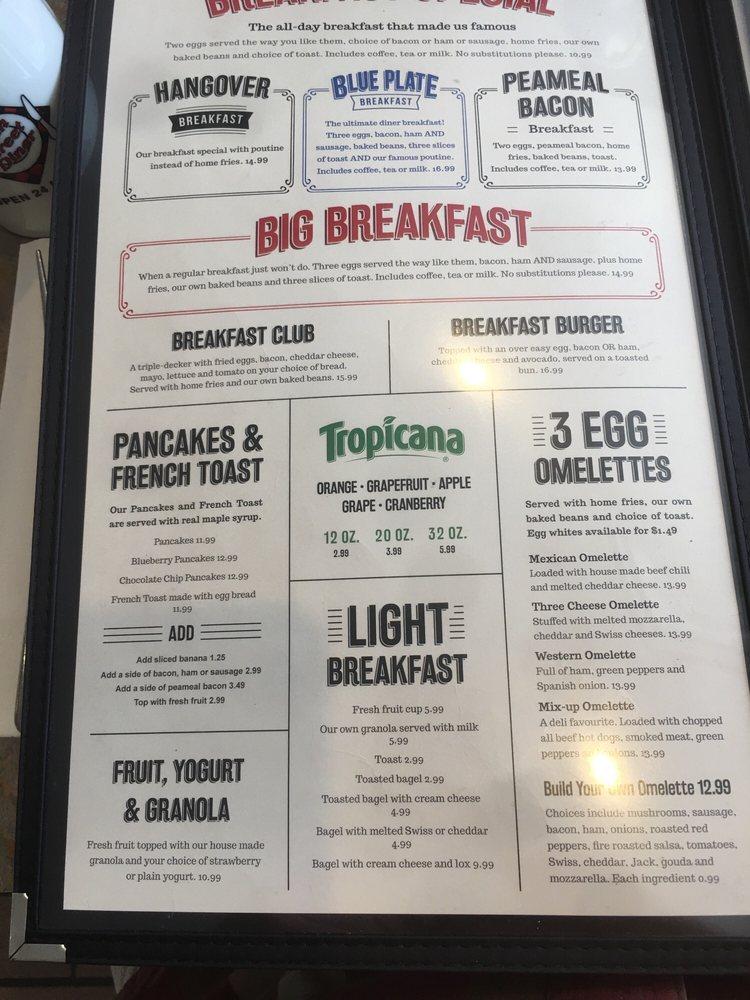 Menu at Elgin Street Diner restaurant, Ottawa, 374 Elgin St