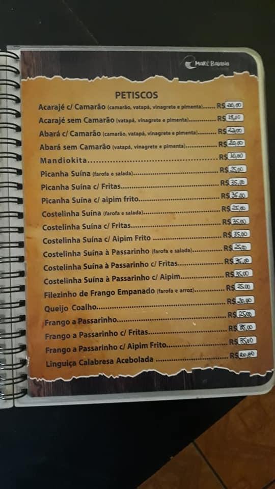 Maré Baiana cardápio
