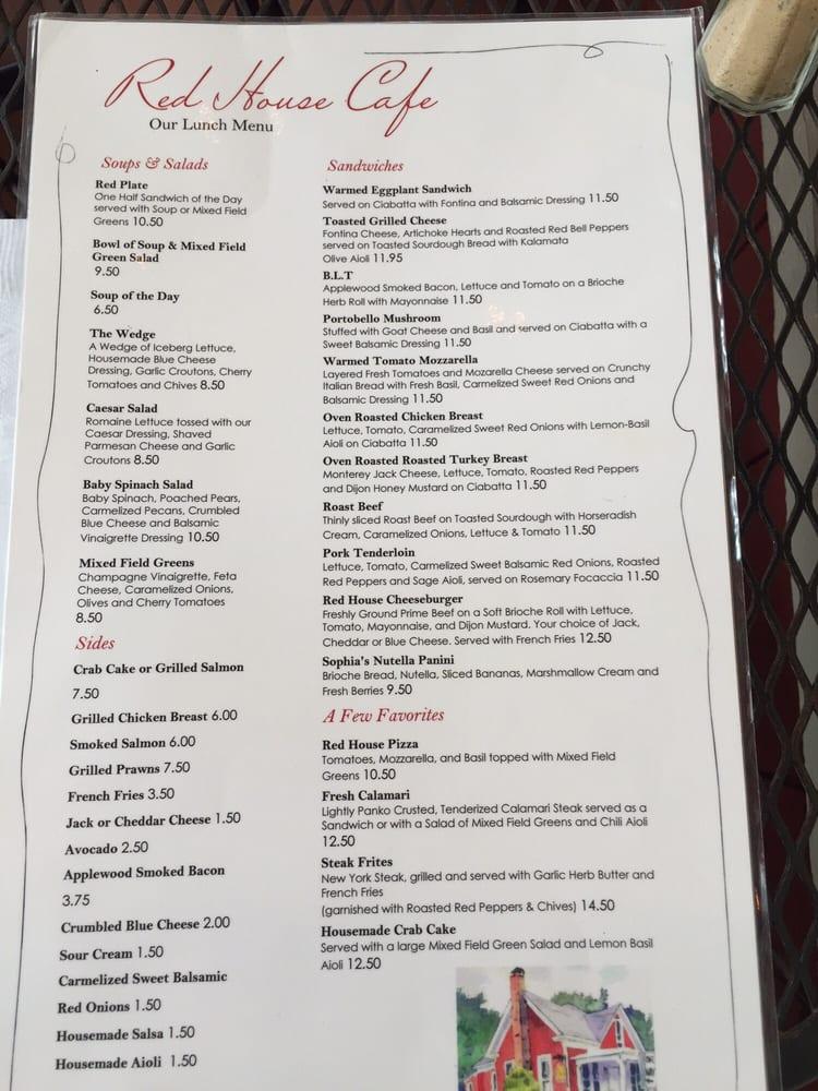 Menu at Red House Cafe, Pacific Grove