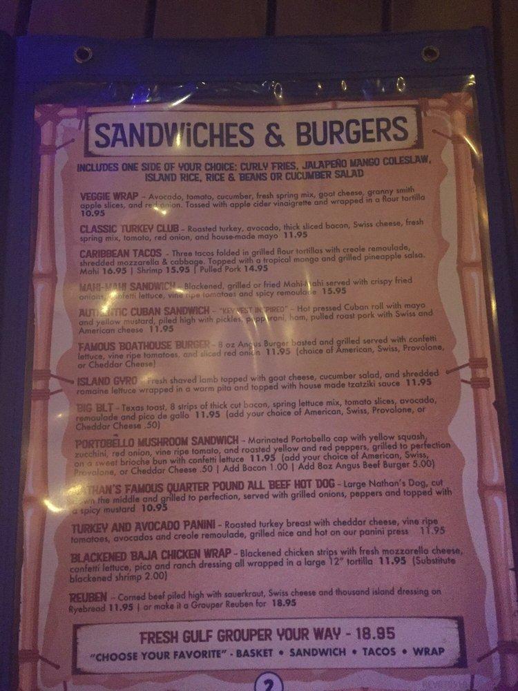 Menu at The Boathouse Tiki Bar & Grill Fort Myers, Fort Myers