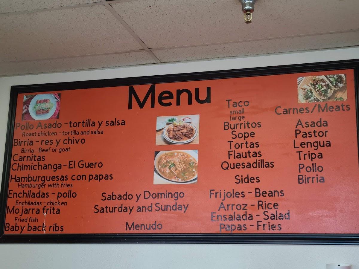 Menu at Birria Y Pollos El Guero BBQ, Porterville