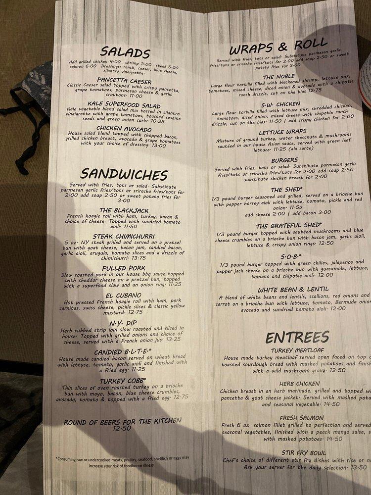 Menu at The Shed pub & bar, Boise