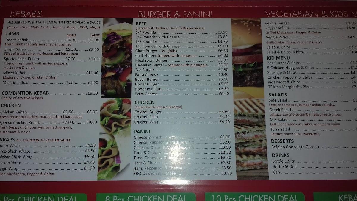 Menu at Howards Fried Chicken restaurant, Bury Saint Edmunds