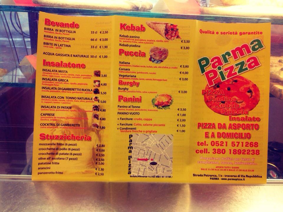 Menu di Parma Pizza 
