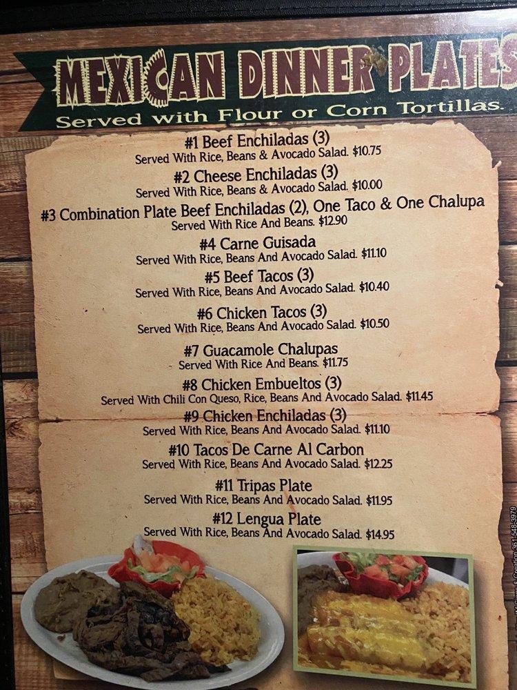 Menu at Chente's TexMex Restaurant, Alice