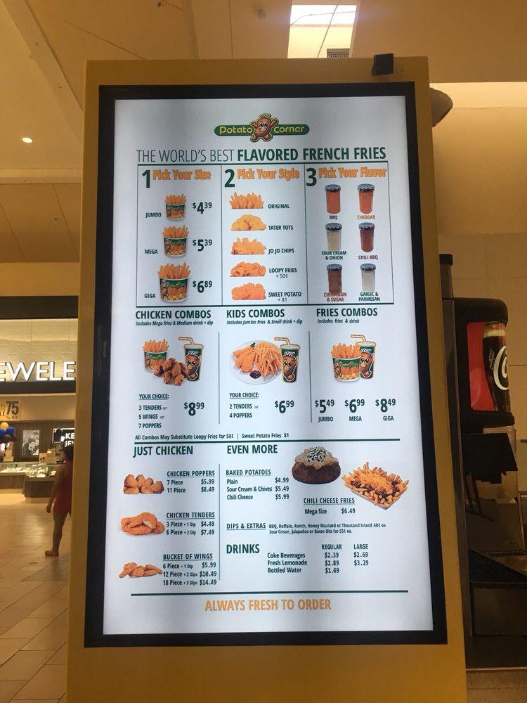 Menu at Potato Corner fast food, Bakersfield