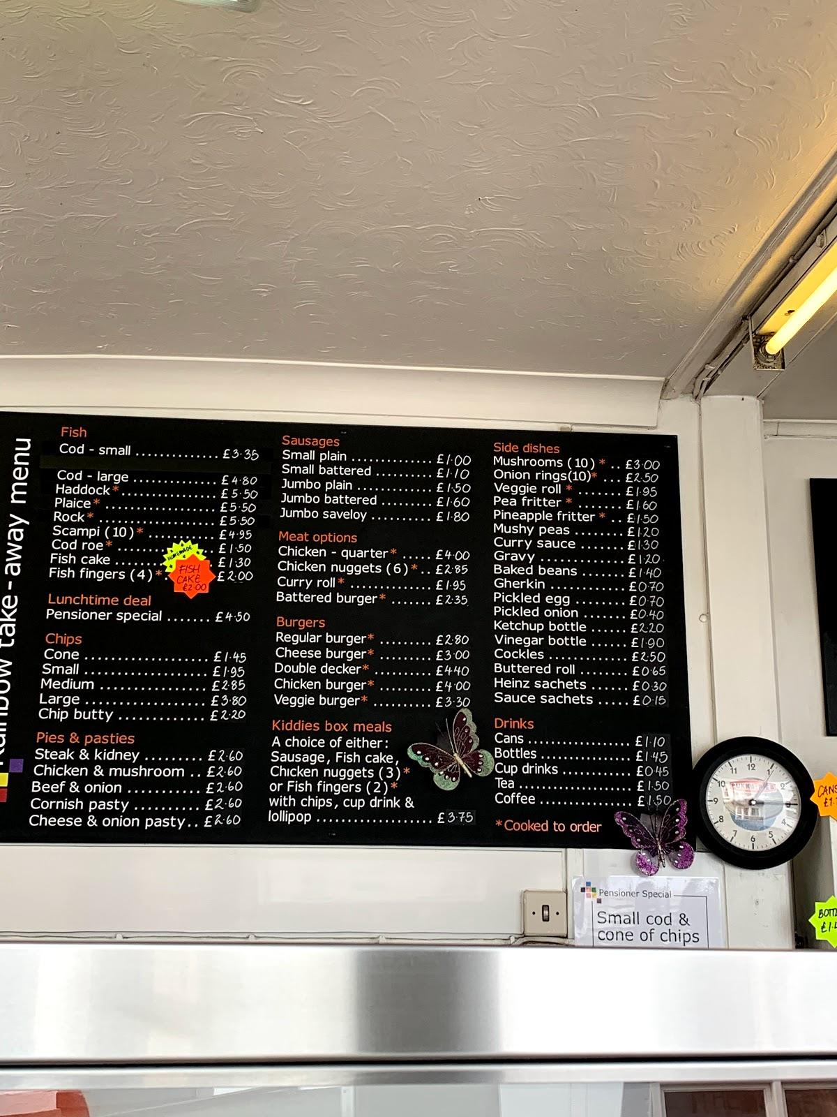 Menu at Rainbow Fish Bar, Freshwater