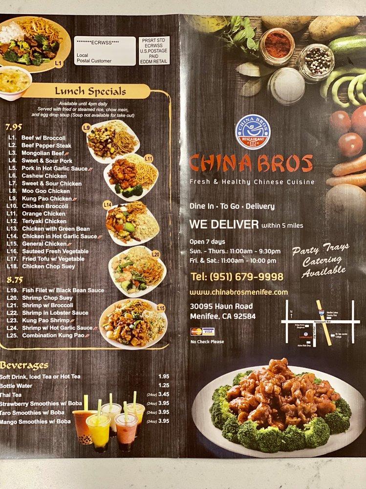 Menu at CHINA BROS restaurant, Menifee