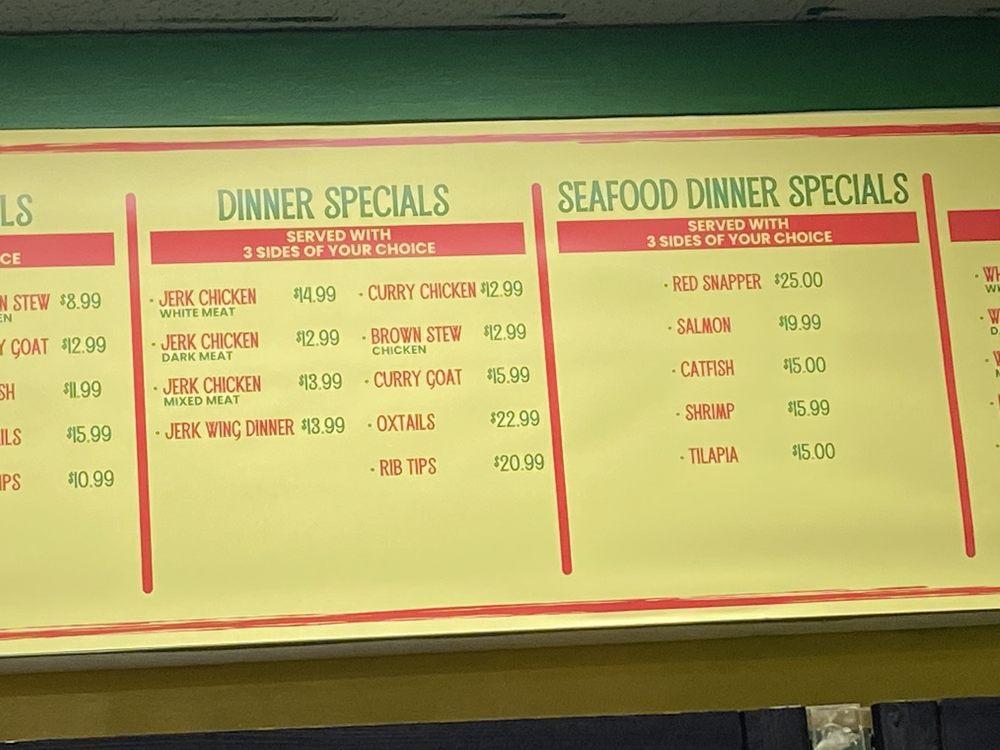 Menu at Lickle Jamaica restaurant, Maywood