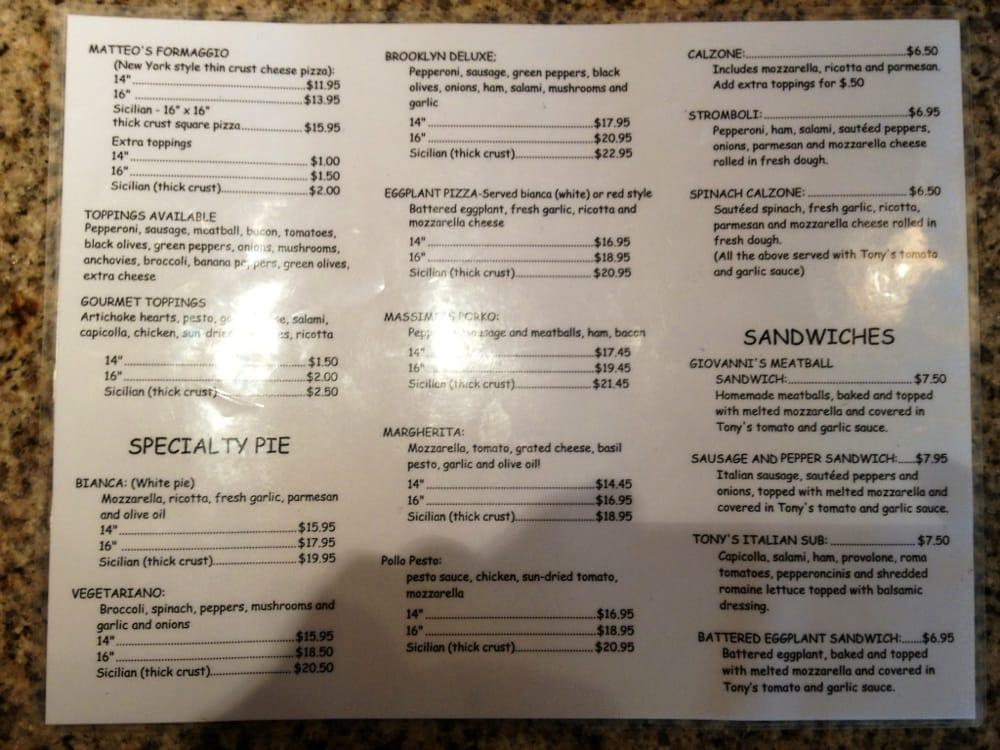 Menu at Brooklyn Pizza pizzeria, Powell, 240 N Liberty St