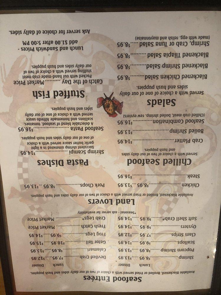 Menu at Seafood Kitchen of St. Augustine restaurant, Saint Augustine Beach