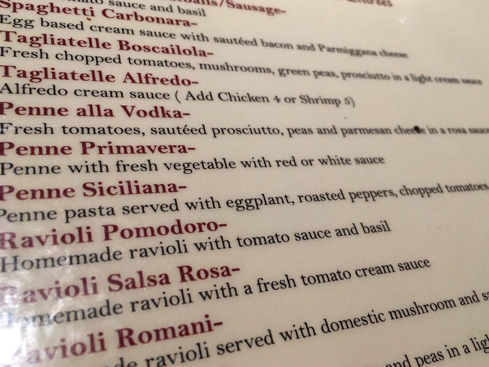 Menu at Vittorio's Italian Restaurant, Ocean City