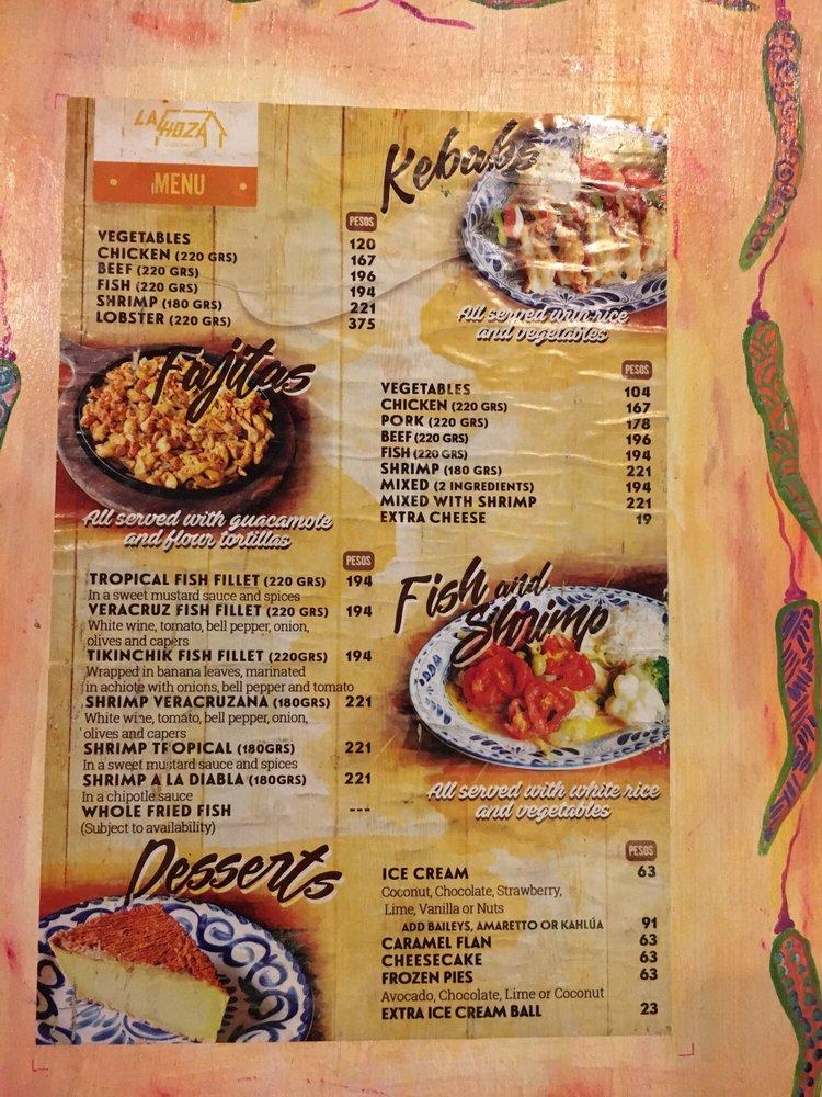 Menu at La Choza Cozumel restaurant, San Miguel de Cozumel, 10 Avenida Nte.  # 216