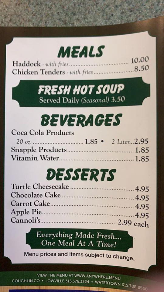 Menu at Home Deli Pizza & Subs pizzeria, Watertown