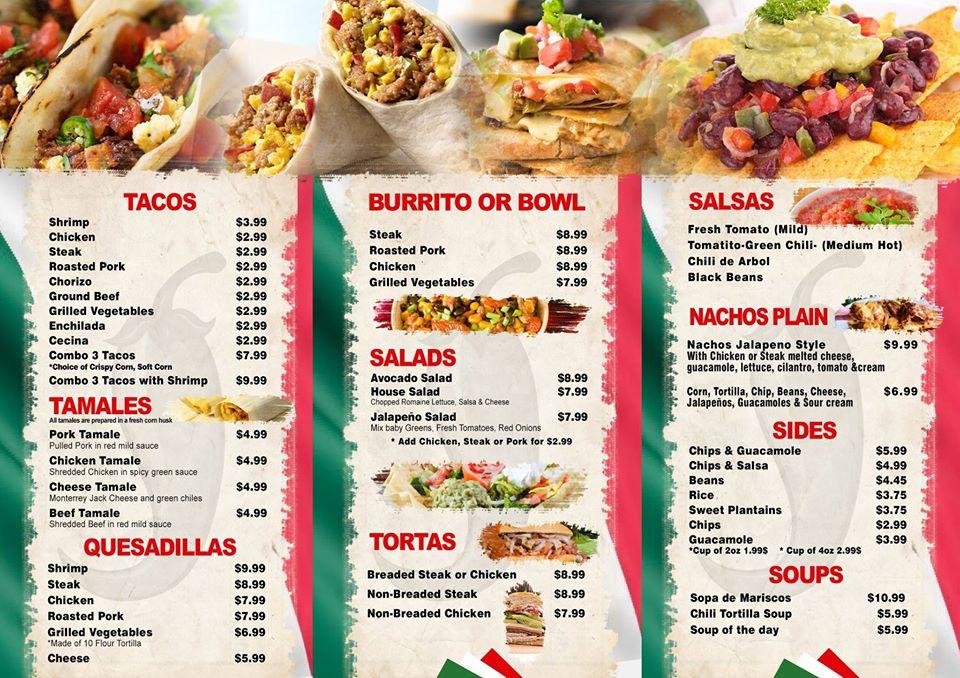 Menu at Jalapeño Mexican Grill restaurant, Middletown