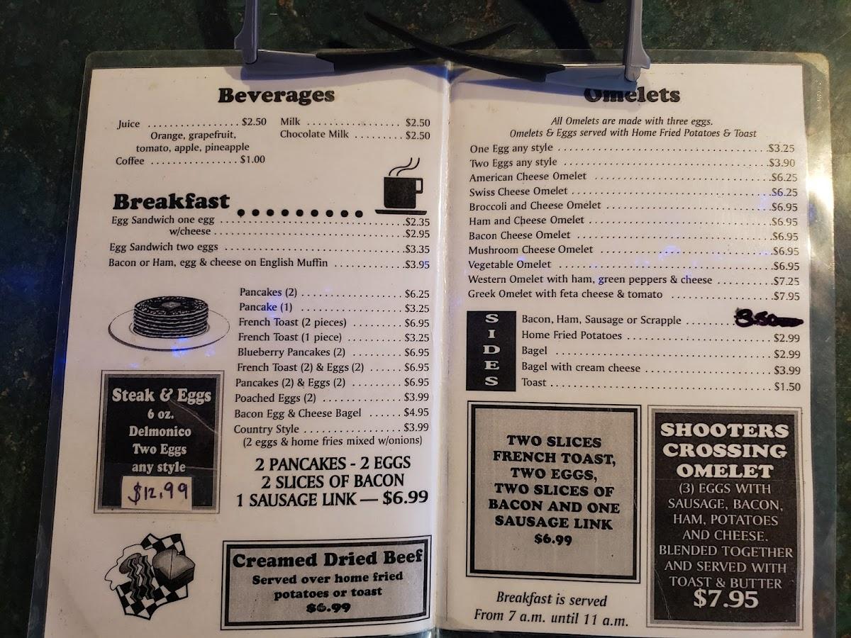Menu at Shooter's Crossing pub & bar, New Holland