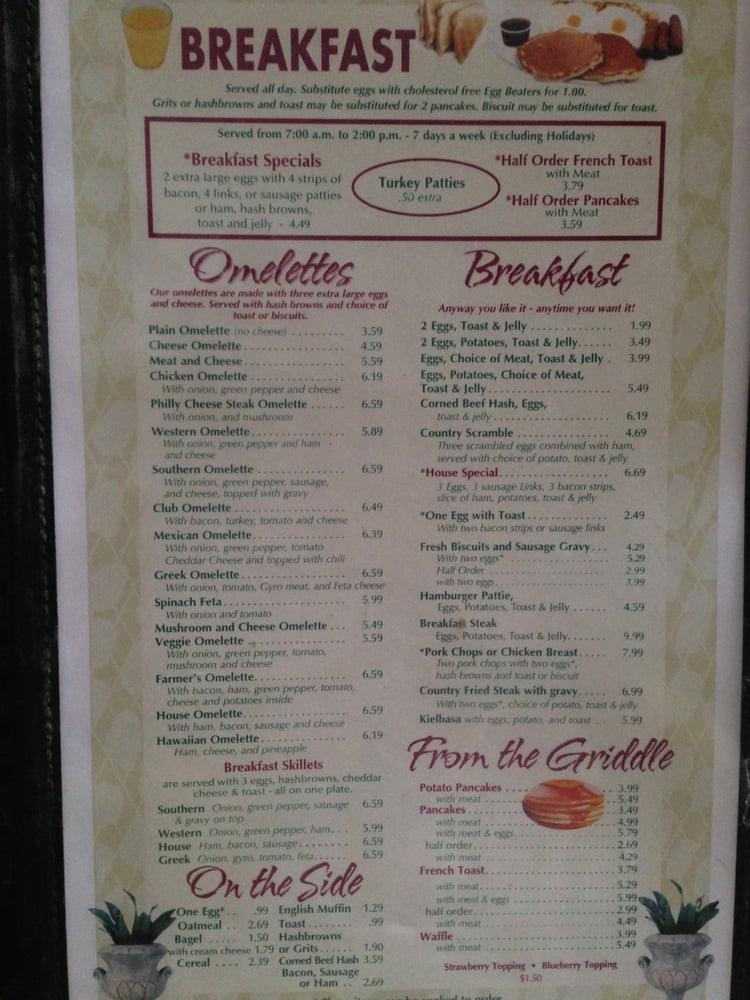 Menu at Kaceli’s Family Restaurant, Taylor