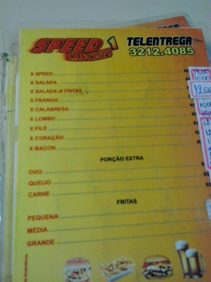 Speed Lanches cardápio