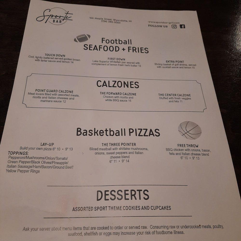 Menu at Sports Bar & Grill, Wyandotte