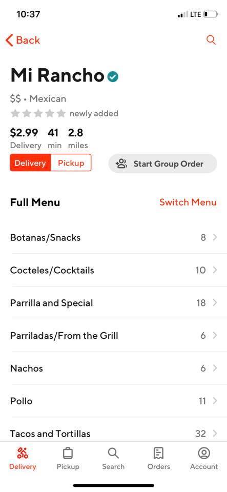 Menu at Mi Rancho #2 restaurant, Marietta, Roswell Rd