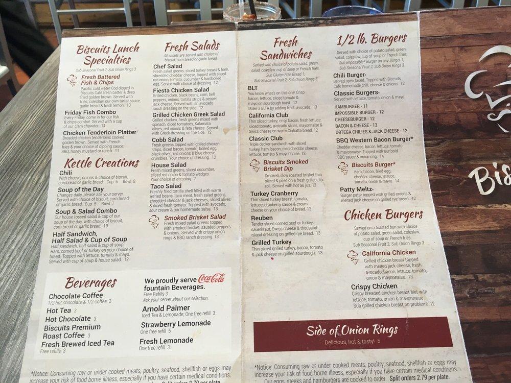 Menu at Biscuits Cafe, Peoria, W Thunderbird Rd