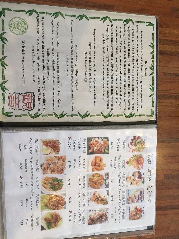 Menu at Kuan Yin Tea House restaurant, Southport