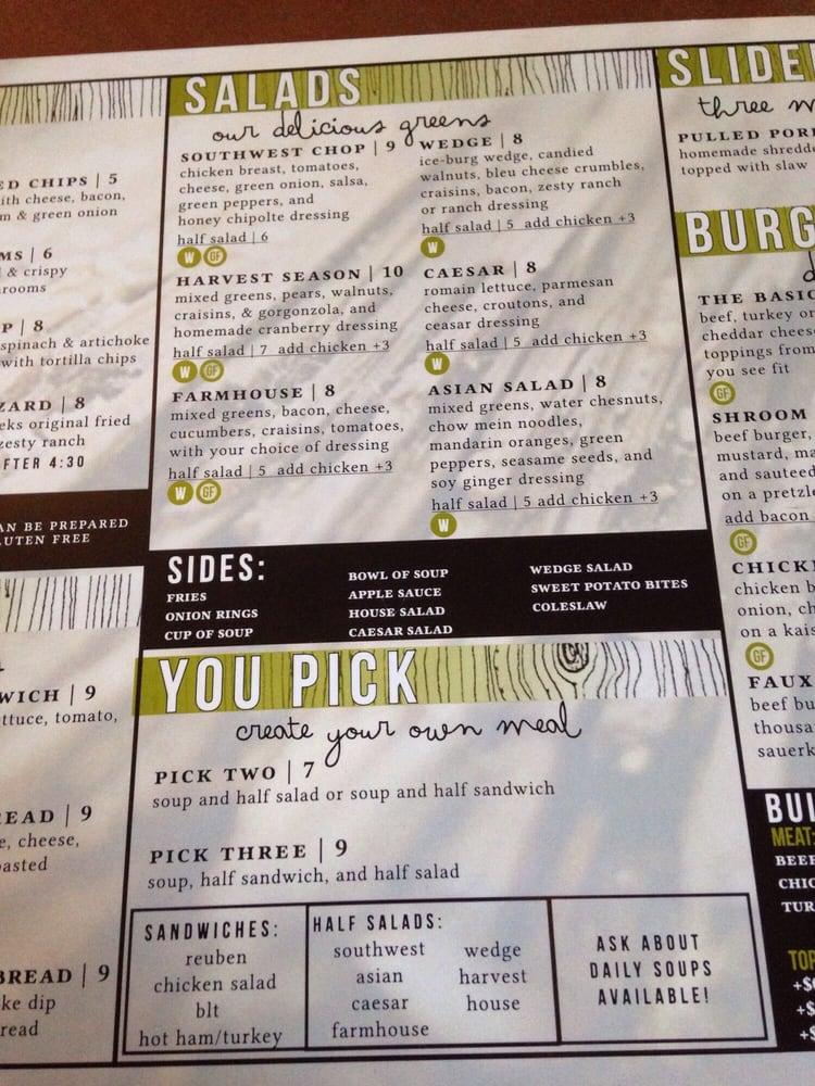 Menu at The Eastwood restaurant, Streator