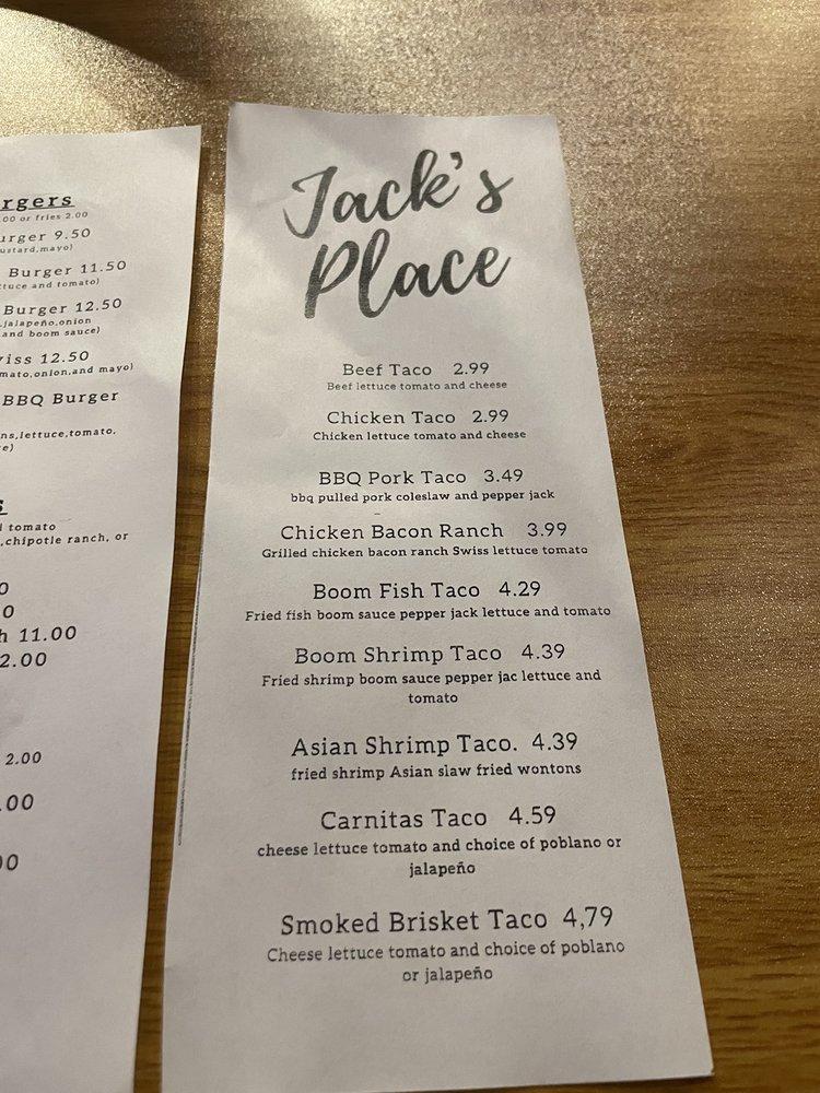 Menu at Jack's Place pub & bar, N M18