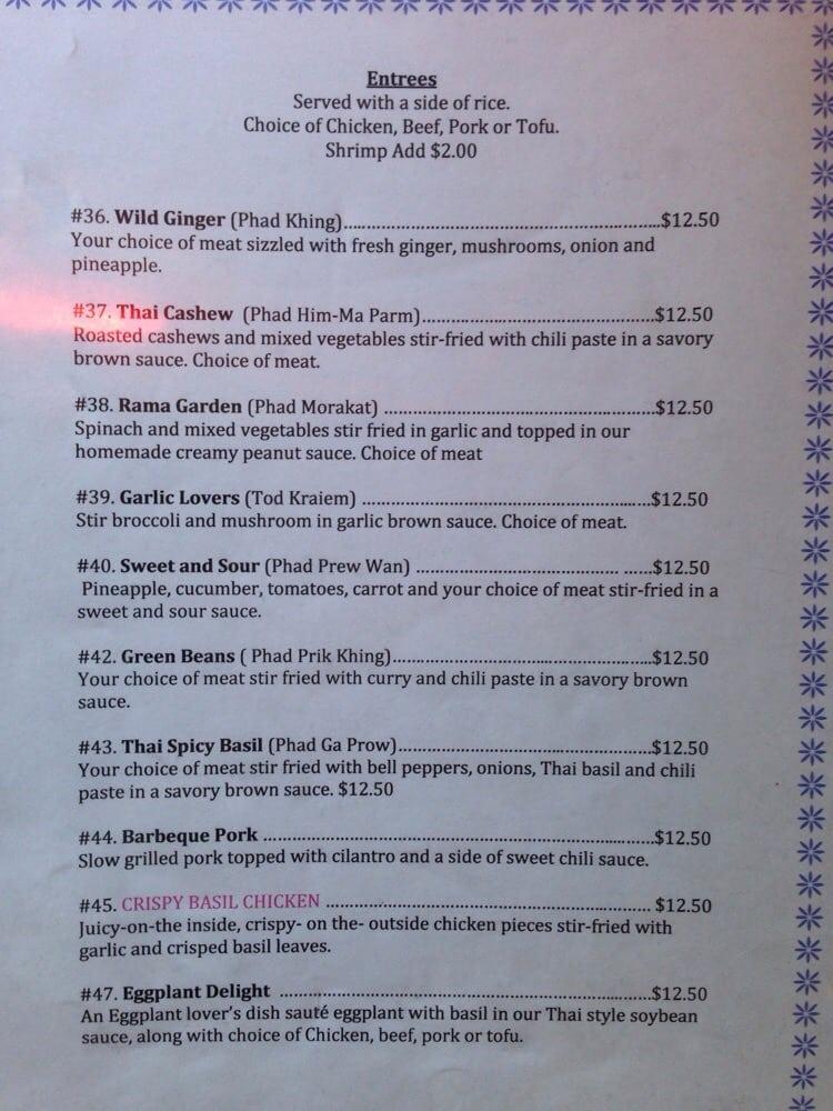 Menu at Mai Lee Thai Restaurant, East Wenatchee