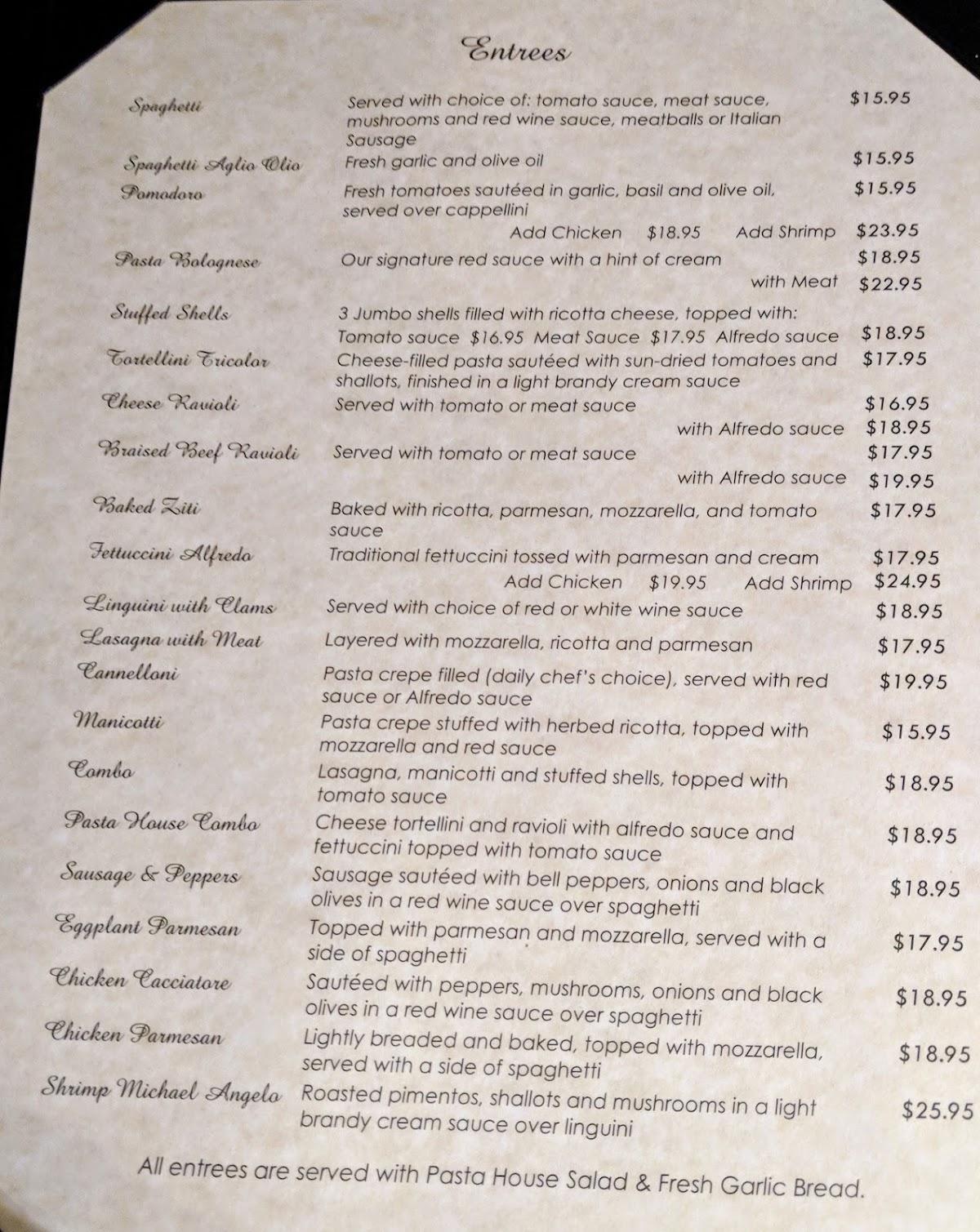 Carta del restaurante Pasta House,