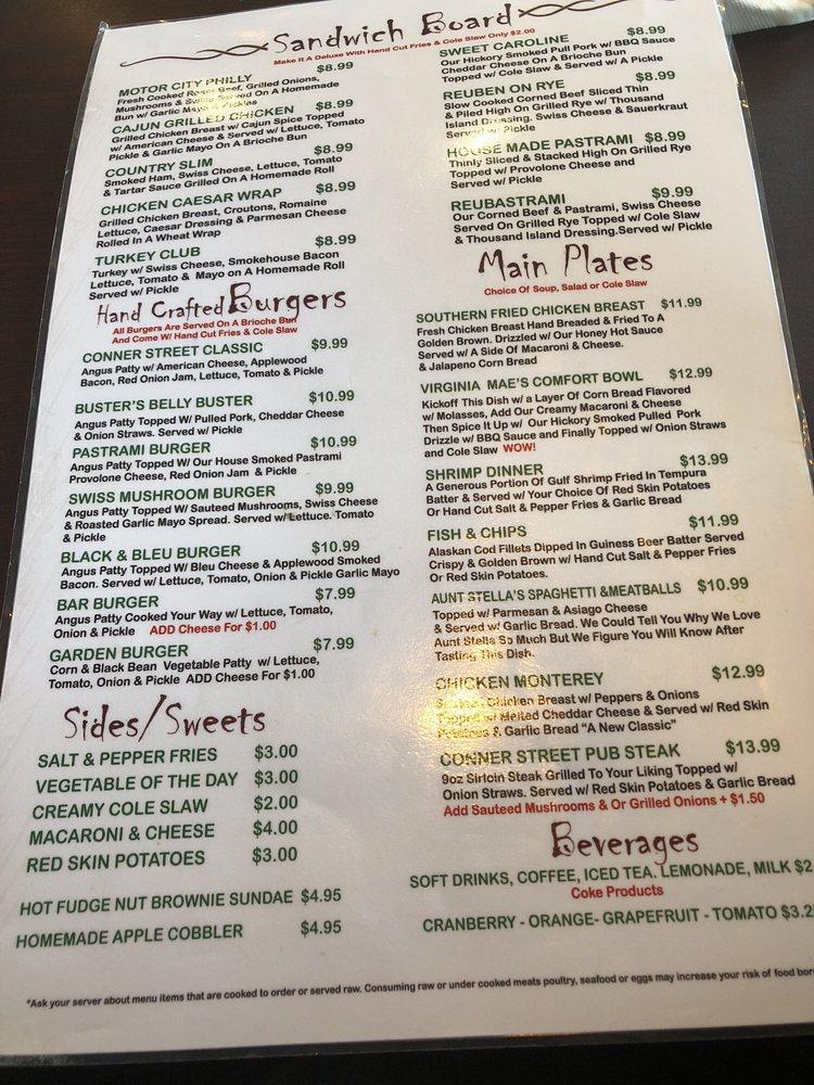 Menu at McCormick's pub & bar, Port Huron