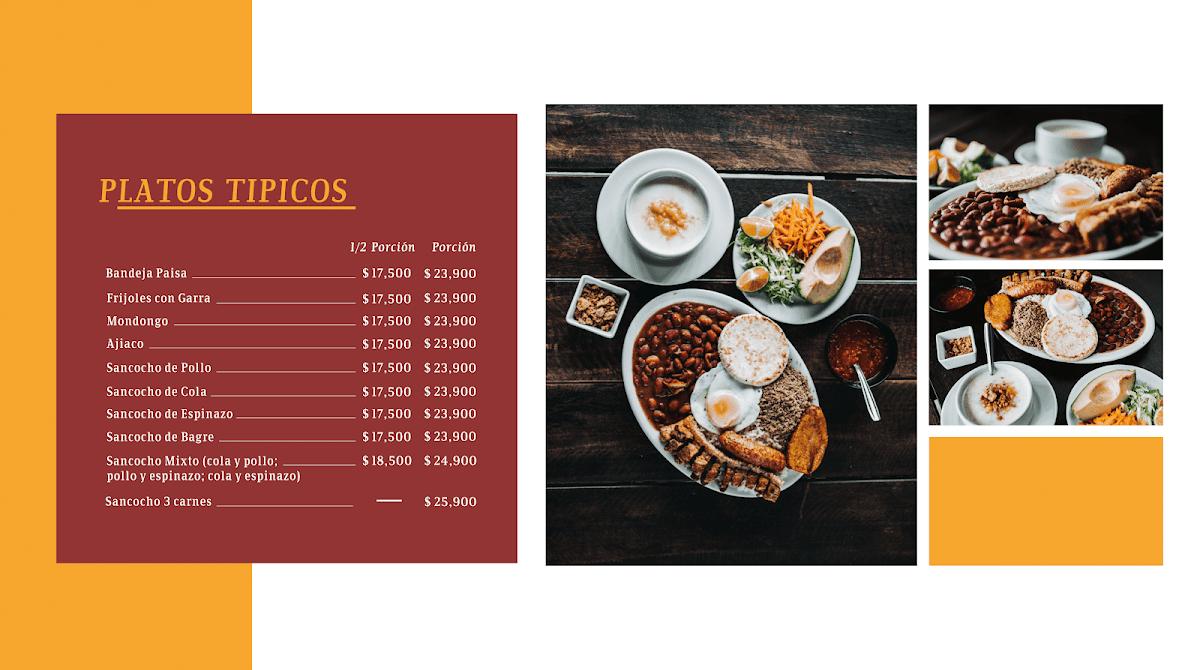 Carta de Restaurante Los Geranios Pereira Risaralda, Pereira