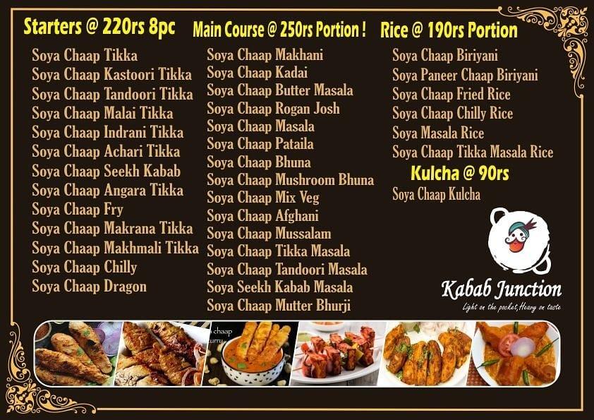 Menu at Kabab Junction, Aurangabad, cannaught Road